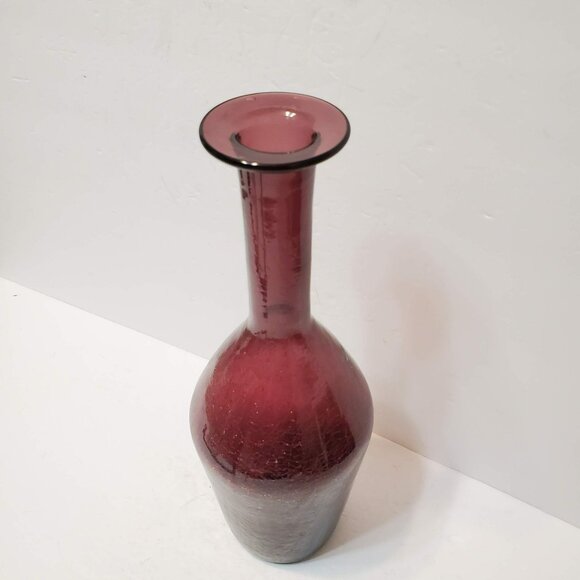 Pilgrim Glass Hand Blown Bottle Decanter, 13" Crackle Art Amethyst Purple MCM - Picture 3 of 10